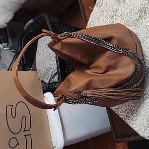 Faux leather hobo bag.